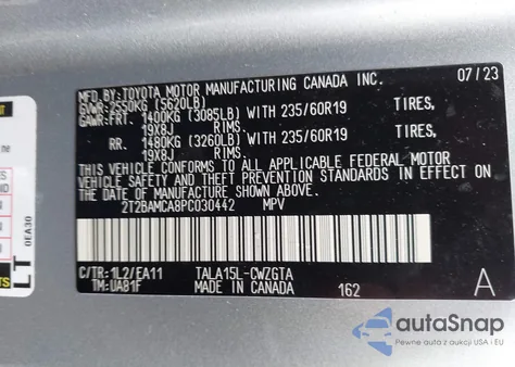 2023 Lexus Rx 350 Premium из США, поврежденный, VIN 2T2BAMCA8PC030442